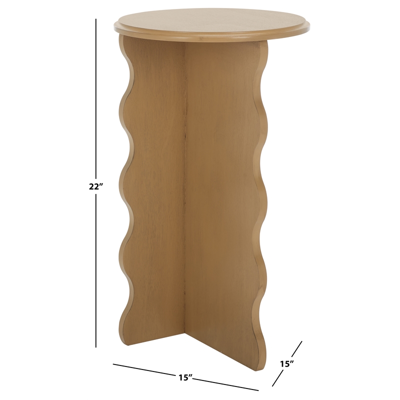Safavieh Lilith Wavy Wood Accent Table in Brown