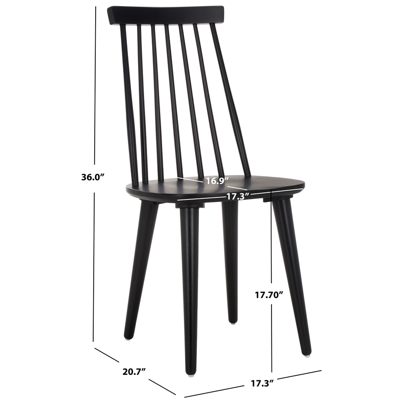 Safavieh Burris Wood Side Chair in Matte Black