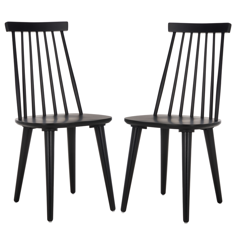 Safavieh Burris Wood Side Chair in Matte Black