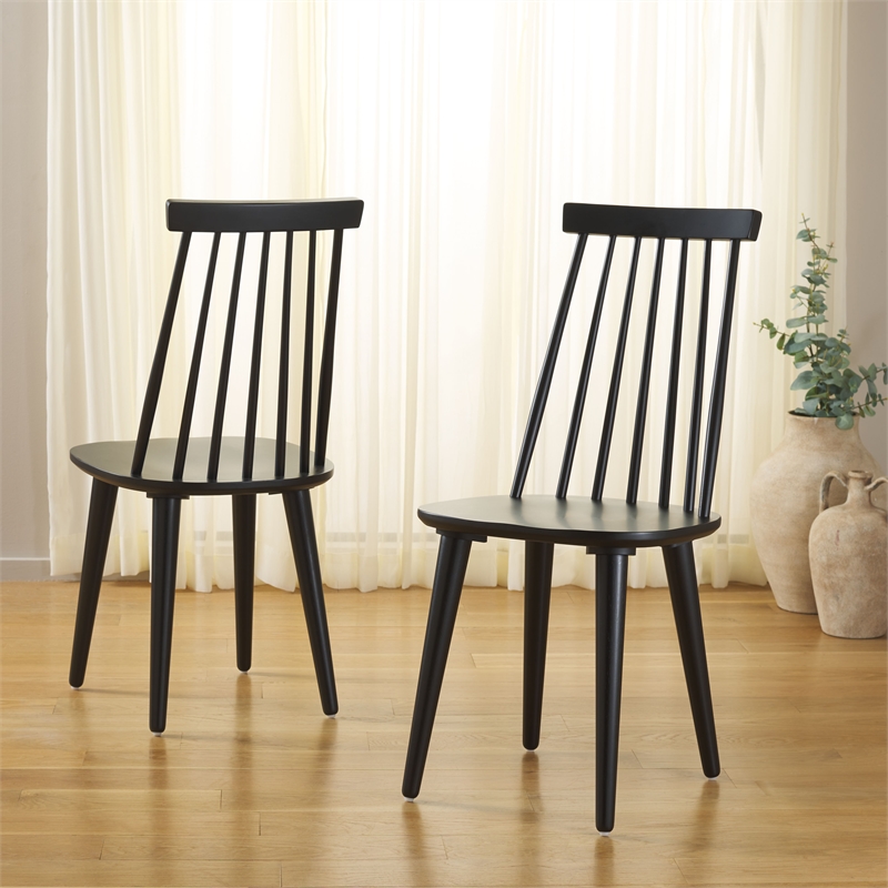 Safavieh Burris Wood Side Chair in Matte Black
