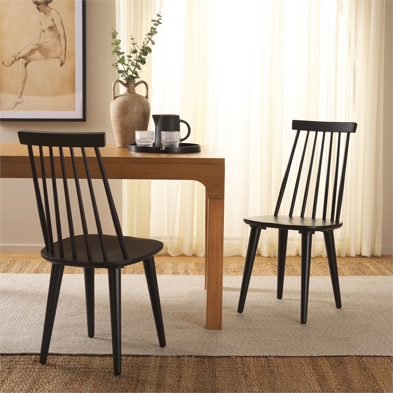 Safavieh Burris Wood Side Chair in Matte Black