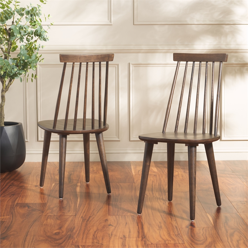 Safavieh Burris Wood Side Chair in Dark Walnut