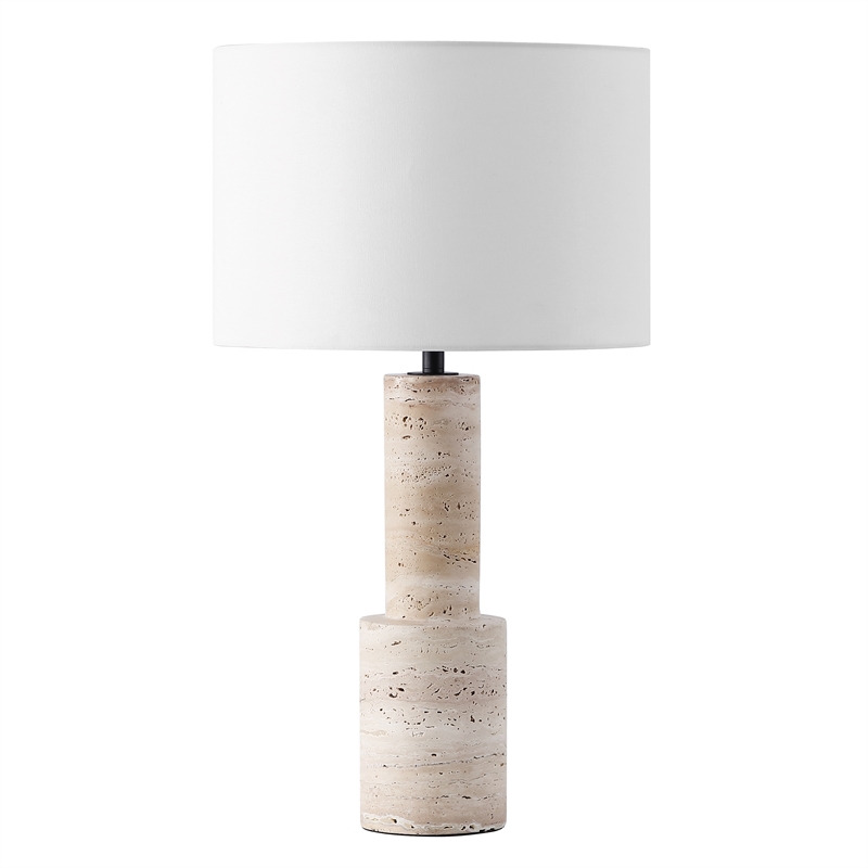 Safavieh Tywin Travertine and Iron Table Lamp in White