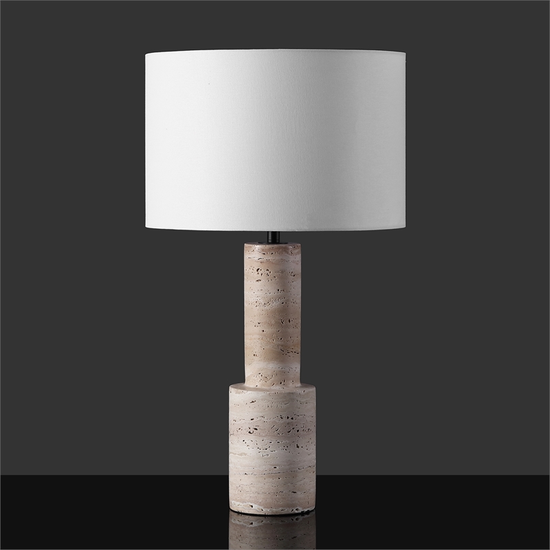 Safavieh Tywin Travertine and Iron Table Lamp in White