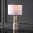 Safavieh Tywin Travertine and Iron Table Lamp in White