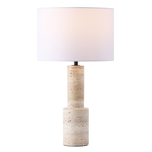 Safavieh Tywin Travertine and Iron Table Lamp in White