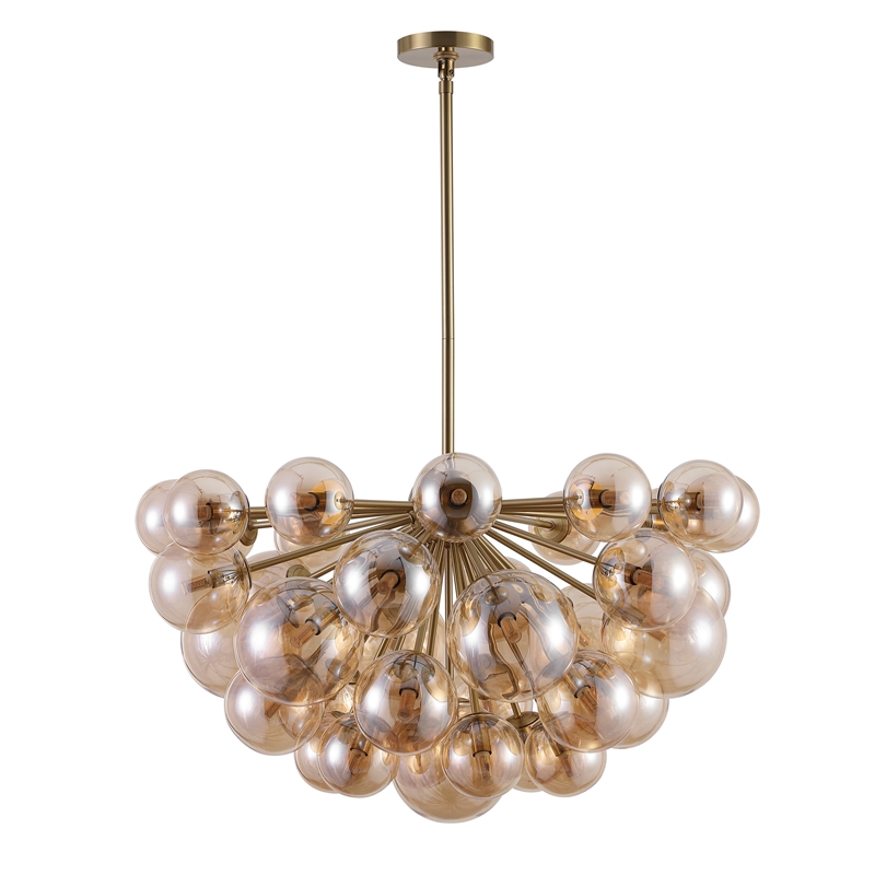 Safavieh Raphaela Glass and Iron Globe Chandelier in Gold / White