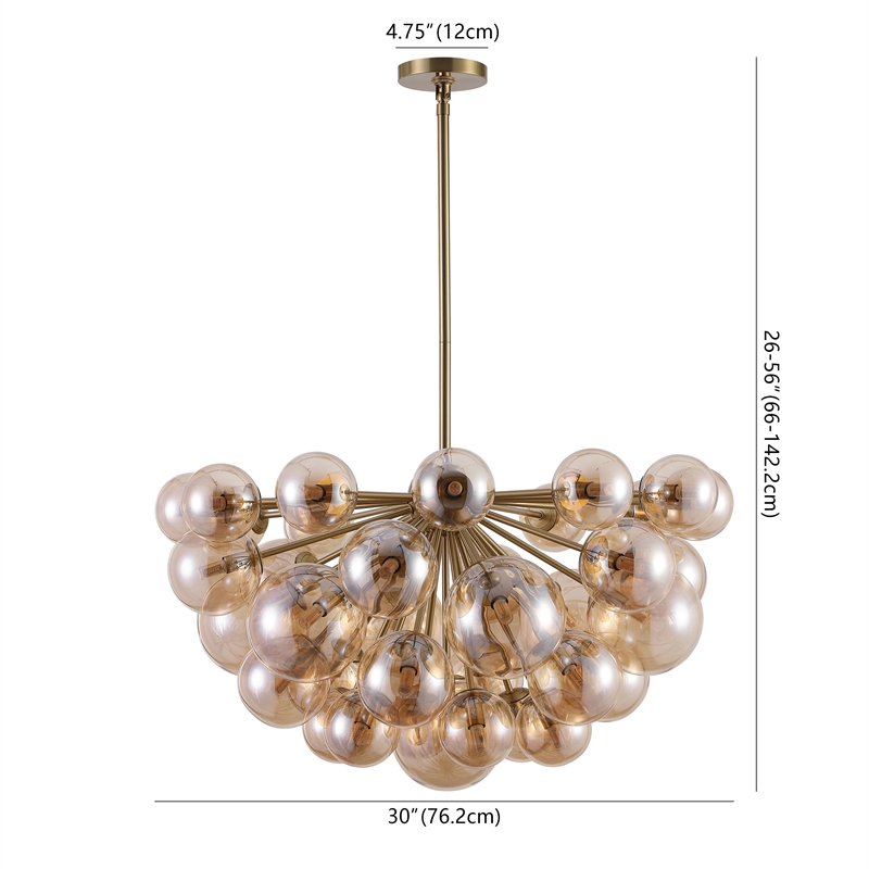 Safavieh Raphaela Glass and Iron Globe Chandelier in Gold / White