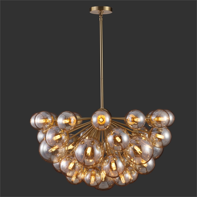 Safavieh Raphaela Glass and Iron Globe Chandelier in Gold / White