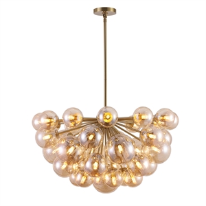 Safavieh Raphaela Glass and Iron Globe Chandelier in Gold / White