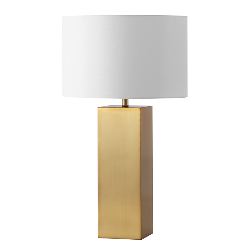Safavieh Hank Iron Square Table Lamp in Gold / White