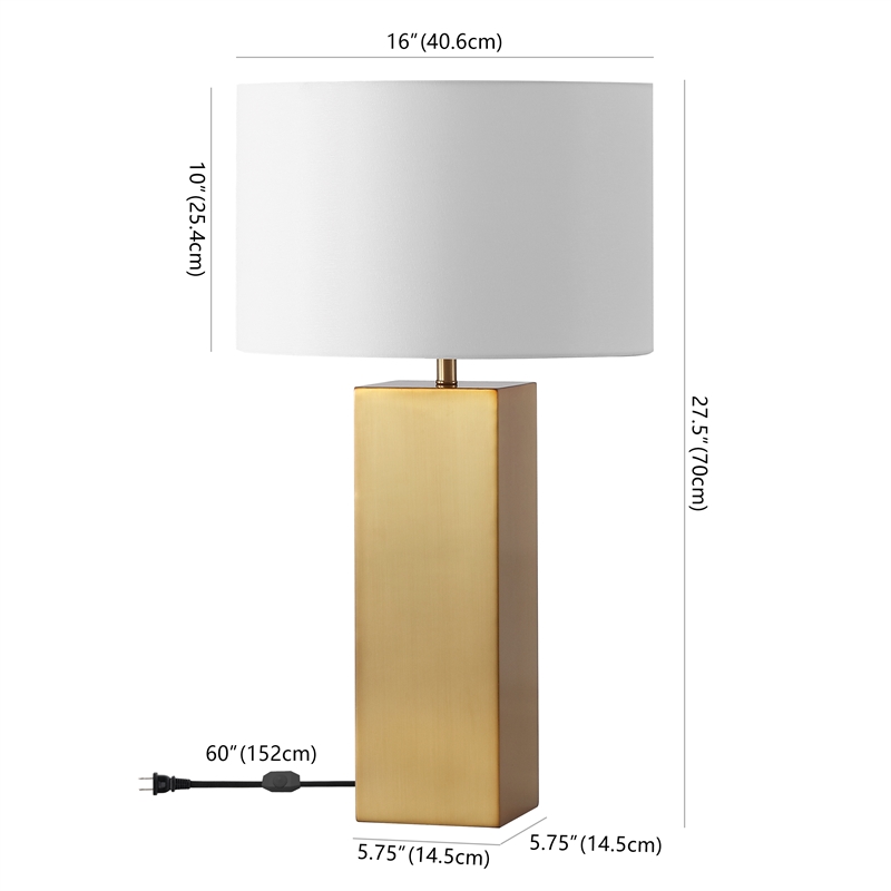 Safavieh Hank Iron Square Table Lamp in Gold / White