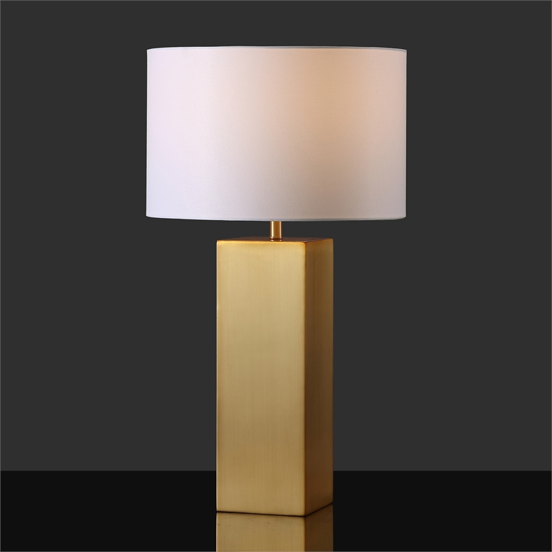 Safavieh Hank Iron Square Table Lamp in Gold / White