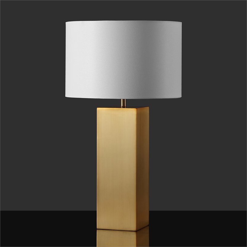 Safavieh Hank Iron Square Table Lamp in Gold / White