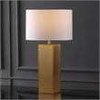 Safavieh Hank Iron Square Table Lamp in Gold / White