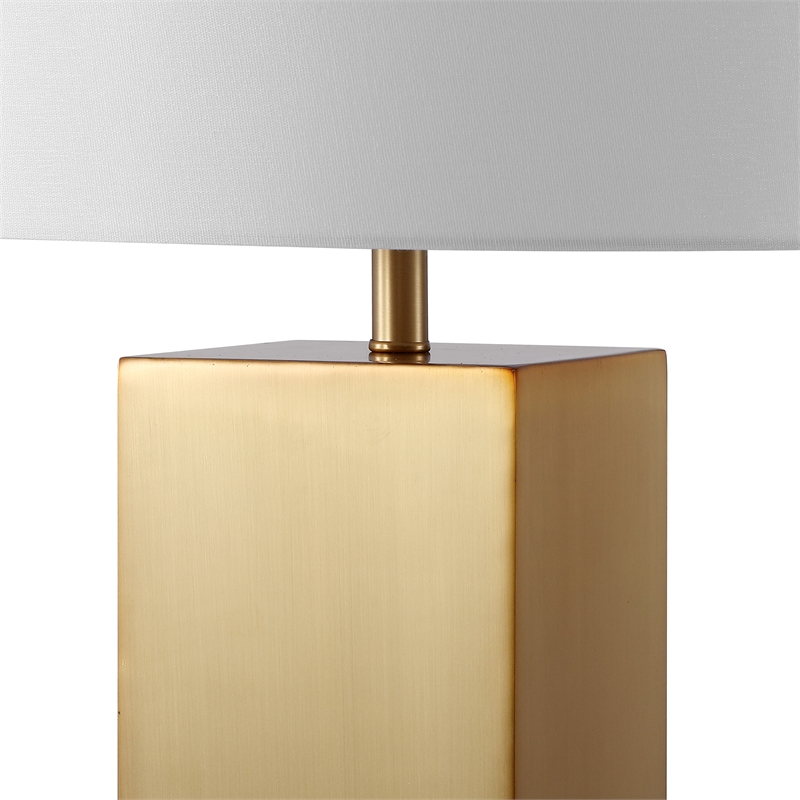 Safavieh Hank Iron Square Table Lamp in Gold / White