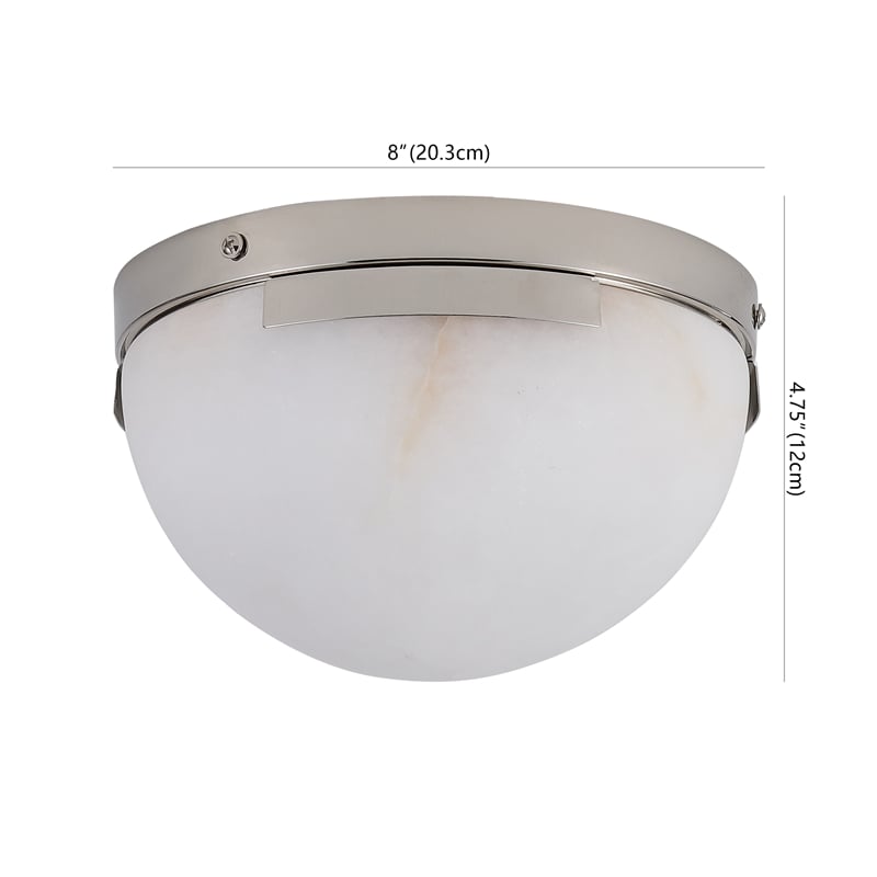 Safavieh Eddie Alabaster Iron Flush Mount in Silver / Off White