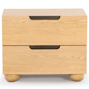 Safavieh Beethoven Solid Wood 2 Drawer Nightstand in Natural