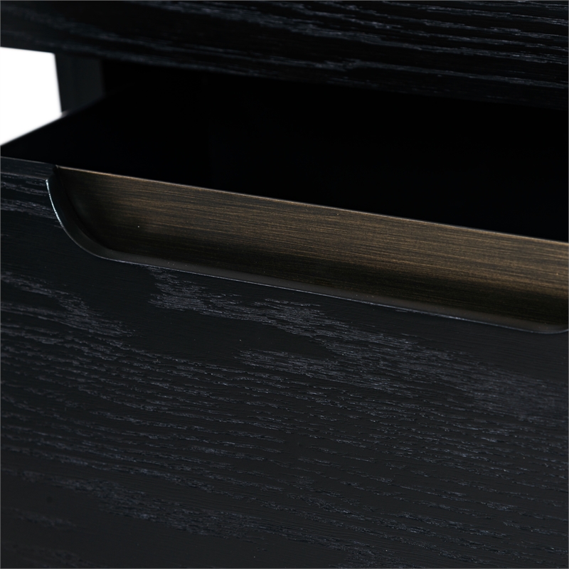 Safavieh Beethoven Solid Wood 2 Drawer Nightstand in Black