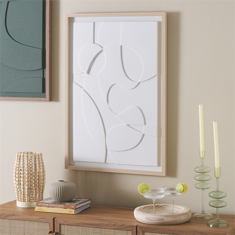 Safavieh Snow Dy Trails Wood and Iron Framed Dimensional Art in White