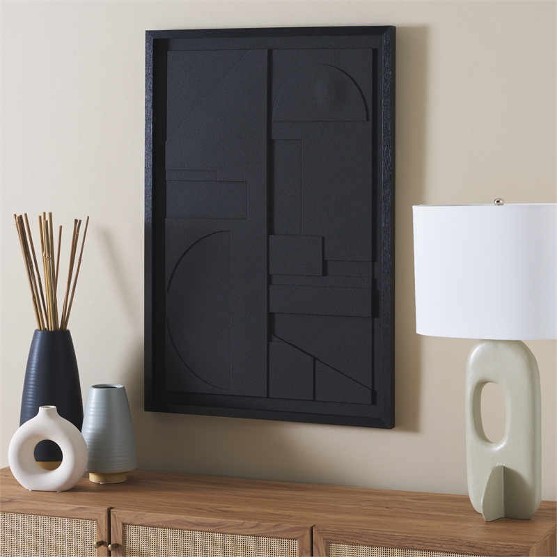 Safavieh Power Outage Wood and Iron Framed Dimensional Art in Black