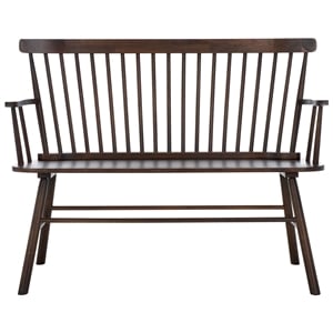 Safavieh Addison Wood Spindleback Settee in Dark Walnut