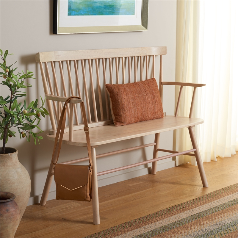 Safavieh Addison Wood Spindleback Settee in White
