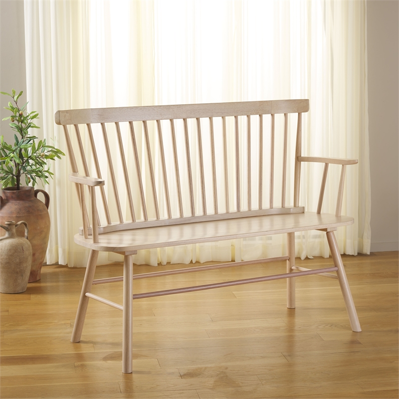 Safavieh Addison Wood Spindleback Settee in White