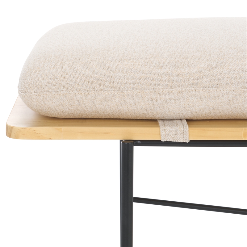 Safavieh Emric Wood and Iron Bench in Cream / Black
