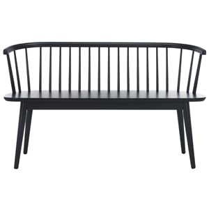 Safavieh Blanchard Wood and Iron Spindle Bench in Matte Black