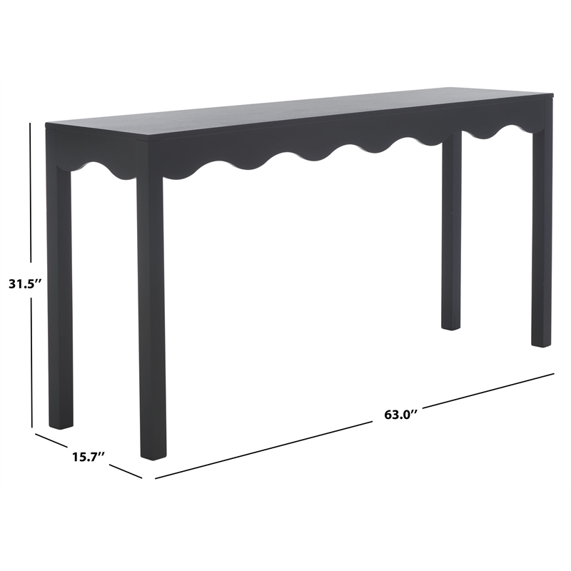 Safavieh Lilith Wavy Wood Console in Matte Black