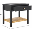 Safavieh Berlynne Wood and Banana Stem Shelf Nightstand in Black / Natural