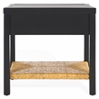 Safavieh Berlynne Wood and Banana Stem Shelf Nightstand in Black / Natural