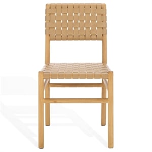 Safavieh Jeremiah Woven Leather Dining Chair in Tan / Natural