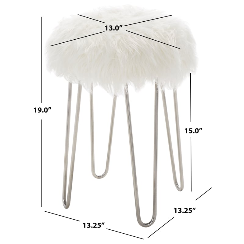 Safavieh Caspian Wood Foot Stool in White / Silver