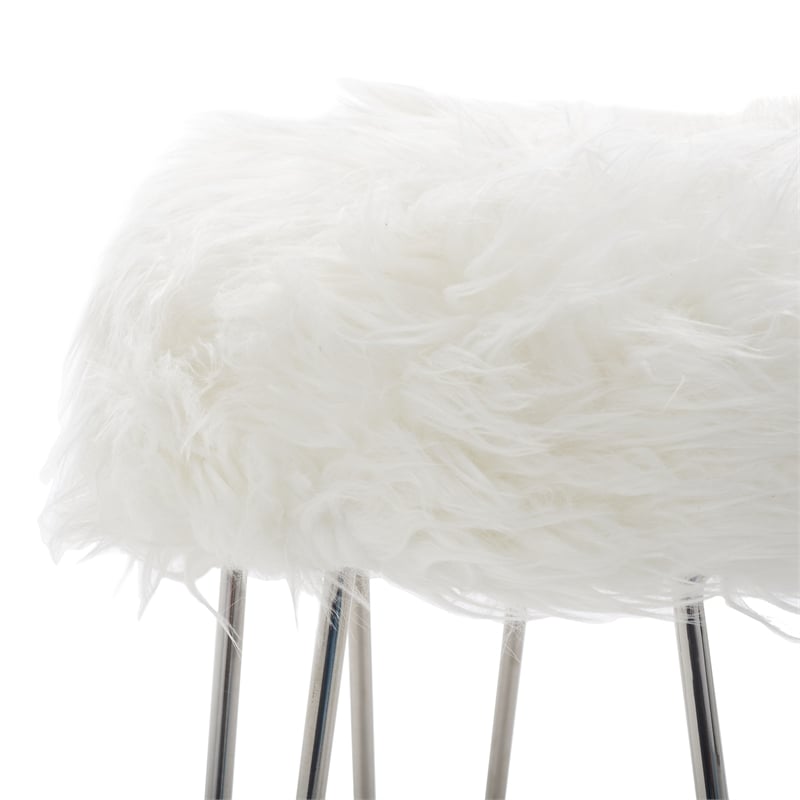 Safavieh Caspian Wood Foot Stool in White / Silver