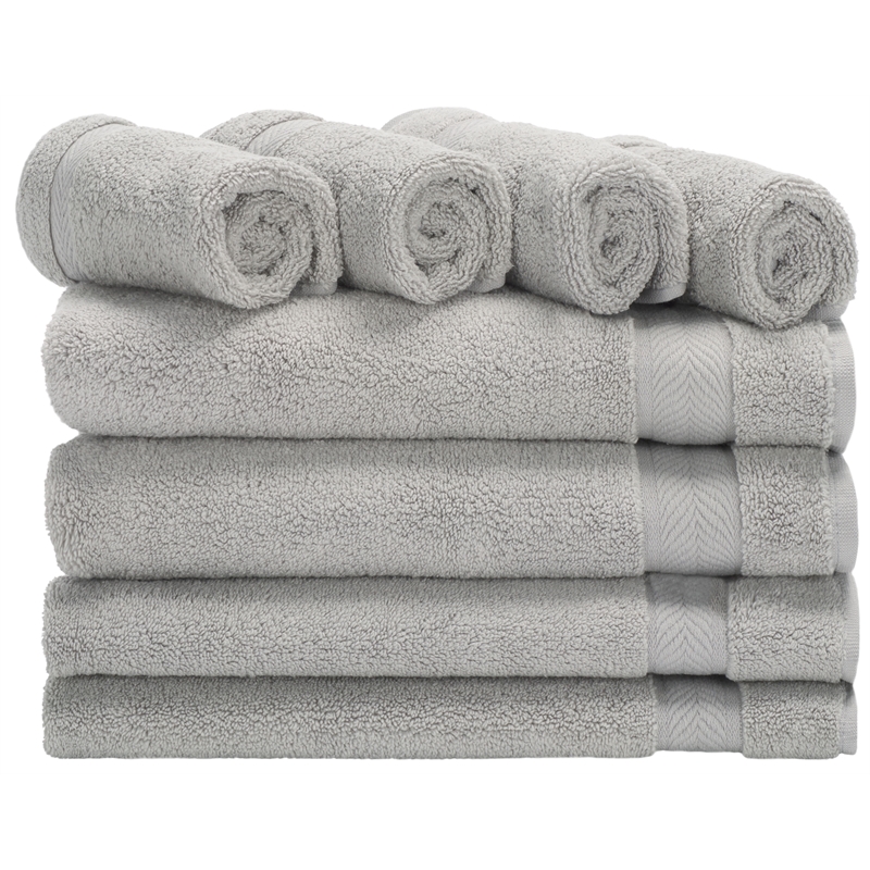 Safavieh Signature 8 Pc Cotton Towel Bundle in Gray