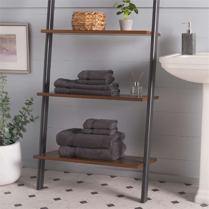 Safavieh Signature 8 Pc Cotton Towel Bundle in Dark Gray