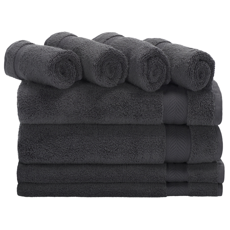 Safavieh Signature 8 Pc Cotton Towel Bundle in Dark Gray