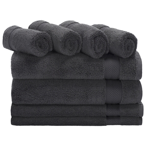 Safavieh Signature 8 Pc Cotton Towel Bundle in Dark Gray