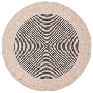 Safavieh Braided 4'-0&quot x 4'-0&quot Wool Hand Woven Rug in Beige / Black