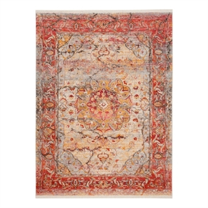 Safavieh Vintage 6'-0&quot x 9'-0&quotPolyester Power Loomed Rug in Orange/Cream