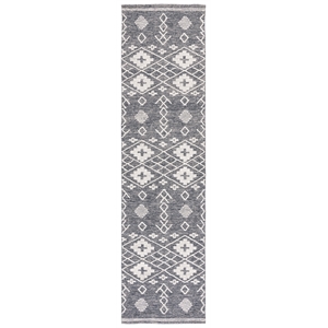 Safavieh Kilim 2'-3&quot x 9'-0&quot Cotton Hand Woven Rug in Charcoal / Ivory