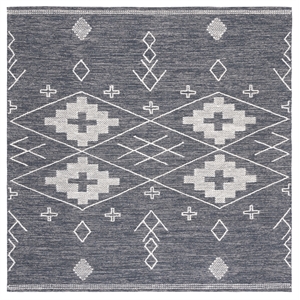 Safavieh Kilim 6'-0&quot x 6'-0&quot Cotton Hand Woven Rug in Charcoal / Ivory