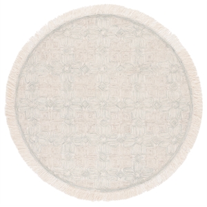 Safavieh Ikat 6'-0&quot x 6'-0&quot Wool Hand Tufted Rug in Ivory / Light Blue