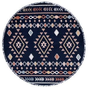 Safavieh Marrakesh 6'-7&quot x 6'-7&quot Polyester Power Loomed Rug in Navy /Multi-Color