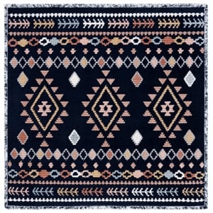 Safavieh Marrakesh 6'-7&quot x 6'-7&quot Polyester Power Loomed Rug in Navy /Multi-Color