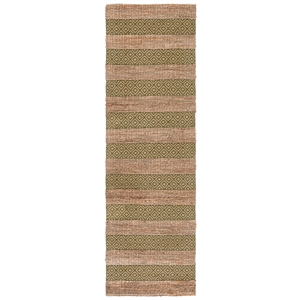 Safavieh Natural Fiber 2'-3&quot x 8'-0&quot Jute Flat Weave Rug in Green / Natural