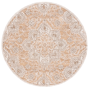 Safavieh Trace 6'-0&quot x 6'-0&quot Wool and Cotton Hand Tufted Rug in Gold / Ivory