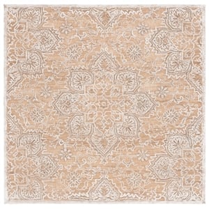 Safavieh Trace 6'-0&quot x 6'-0&quot Wool and Cotton Hand Tufted Rug in Gold / Ivory